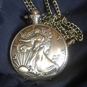 Walking liberty pocket watch( quartz)